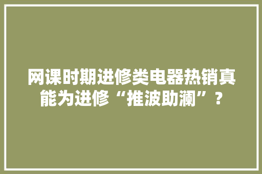 网课时期进修类电器热销真能为进修“推波助澜”？