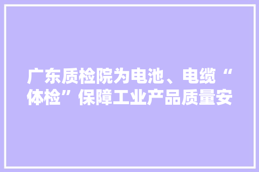 广东质检院为电池、电缆“体检”保障工业产品质量安然,试验仪器。