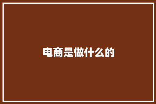 电商是做什么的