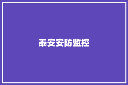 泰安安防监控
