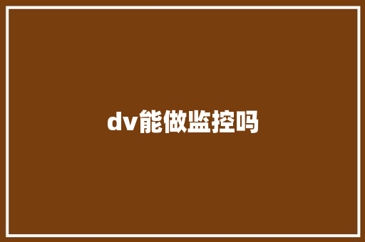 dv能做监控吗,材料科学与工程。