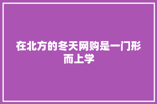 在北方的冬天网购是一门形而上学
