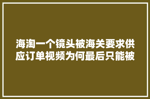 海淘一个镜头被海关要求供应订单视频为何最后只能被退运？