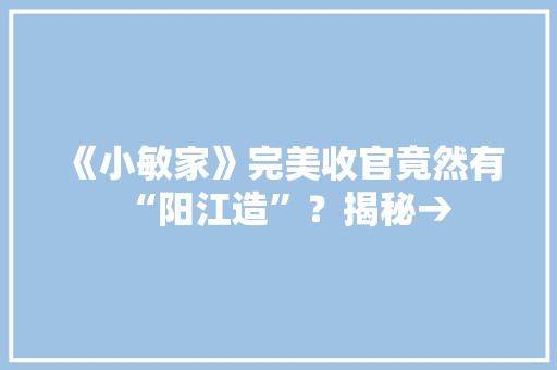 《小敏家》完美收官竟然有“阳江造”？揭秘→
