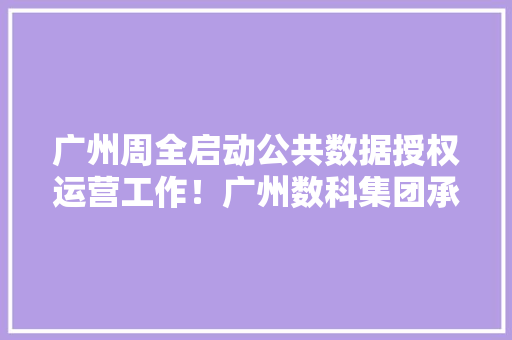 广州周全启动公共数据授权运营工作！广州数科集团承接广州市公共数据运营