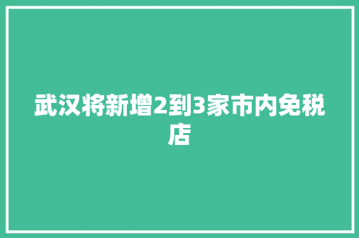 武汉将新增2到3家市内免税店