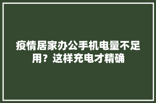 疫情居家办公手机电量不足用？这样充电才精确