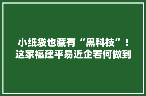 小纸袋也藏有“黑科技”！这家福建平易近企若何做到行业“全国第一”,纸袋可以放微波炉加热吗。