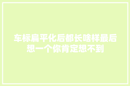 车标扁平化后都长啥样最后想一个你肯定想不到