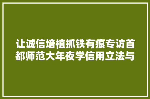 让诚信培植抓铁有痕专访首都师范大年夜学信用立法与信用评估研究中央主任石新中