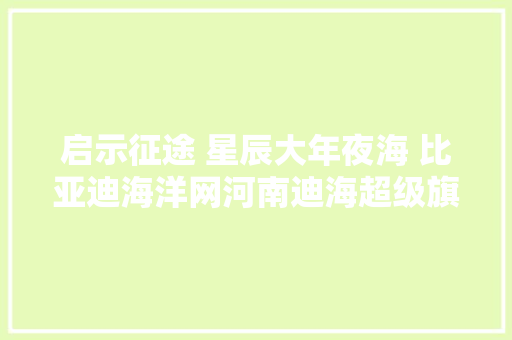 启示征途 星辰大年夜海 比亚迪海洋网河南迪海超级旗舰店盛大试营业