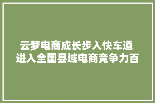 云梦电商成长步入快车道 进入全国县域电商竞争力百强排行榜,电商是做什么的。