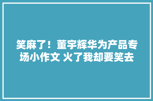 笑麻了！董宇辉华为产品专场小作文 火了我却要笑去世在网友评论区
