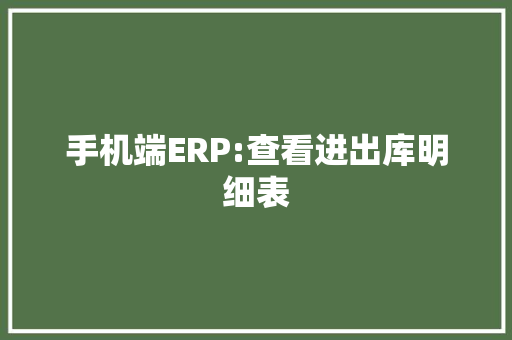 手机端ERP:查看进出库明细表