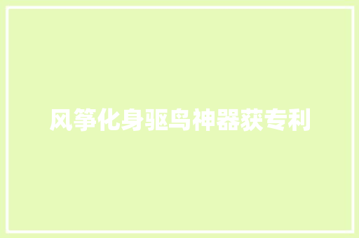 风筝化身驱鸟神器获专利