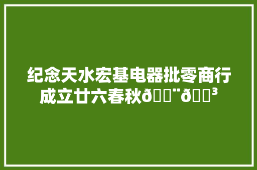 纪念天水宏基电器批零商行成立廿六春秋🇨🇳,麦积天气预报。