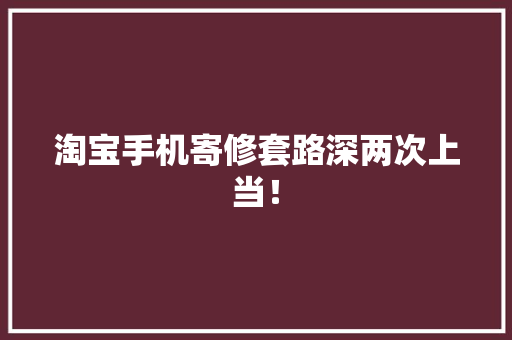 淘宝手机寄修套路深两次上当！