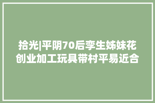拾光|平阴70后孪生姊妹花创业加工玩具带村平易近合营致富