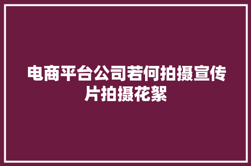 电商平台公司若何拍摄宣传片拍摄花絮