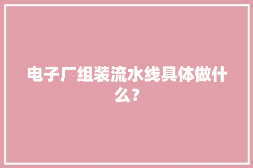 电子厂组装流水线具体做什么？