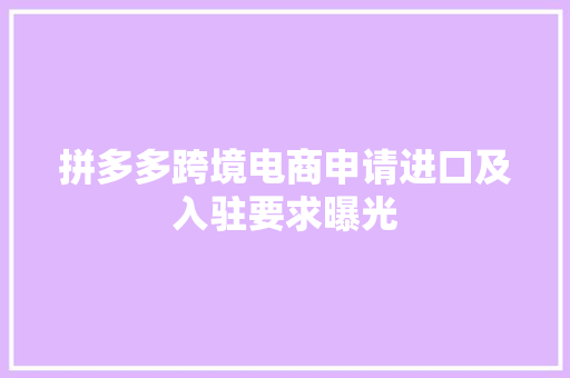 拼多多跨境电商申请进口及入驻要求曝光,电商是做什么的。