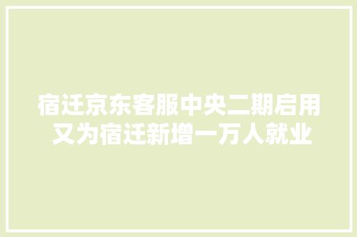 宿迁京东客服中央二期启用 又为宿迁新增一万人就业,京东商城官网。