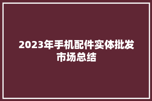 2023年手机配件实体批发市场总结
