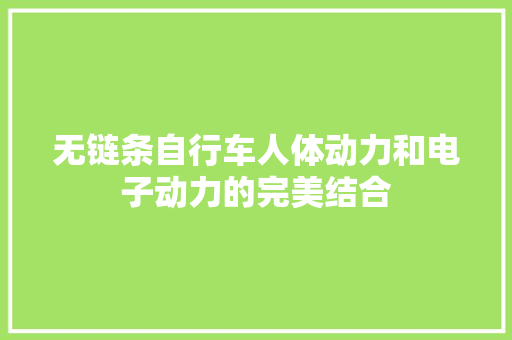 无链条自行车人体动力和电子动力的完美结合
