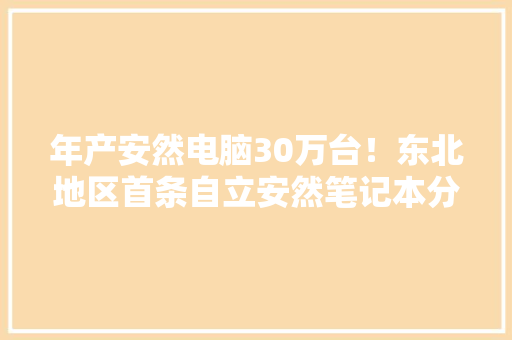 年产安然电脑30万台！东北地区首条自立安然笔记本分娩线在长春新区投产