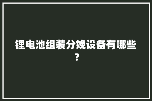 锂电池组装分娩设备有哪些？