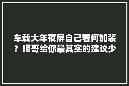 车载大年夜屏自己若何加装？喵哥给你最其实的建议少走很多弯路