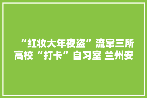 “红妆大年夜盗”流窜三所高校“打卡”自习室 兰州安宁警方快速侦破校园偷窃案