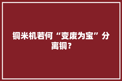 铜米机若何“变废为宝”分离铜？