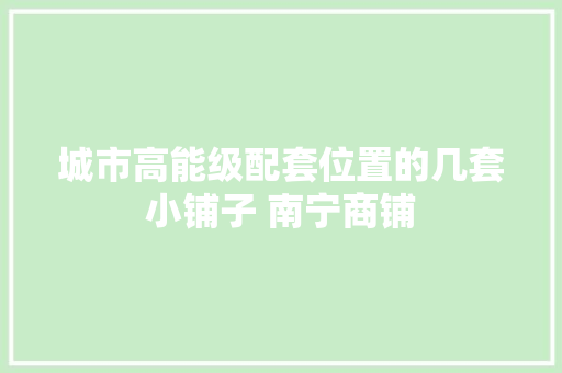 城市高能级配套位置的几套小铺子 南宁商铺
