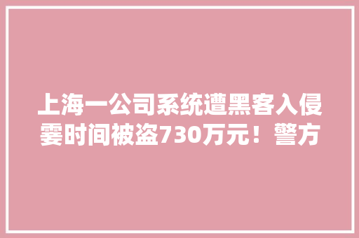 上海一公司系统遭黑客入侵霎时间被盗730万元！警方72小时破案