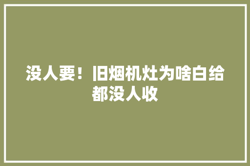 没人要！旧烟机灶为啥白给都没人收