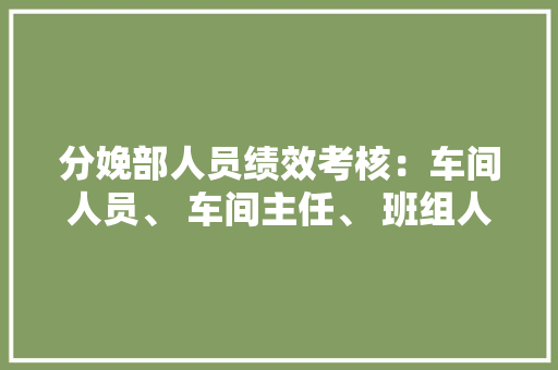 分娩部人员绩效考核：车间人员、 车间主任、 班组人员绩效考核轨制