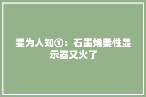 显为人知①：石墨烯柔性显示器又火了