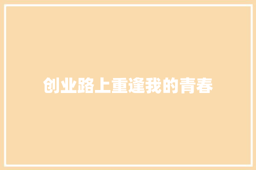 创业路上重逢我的青春