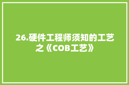 26.硬件工程师须知的工艺之《COB工艺》