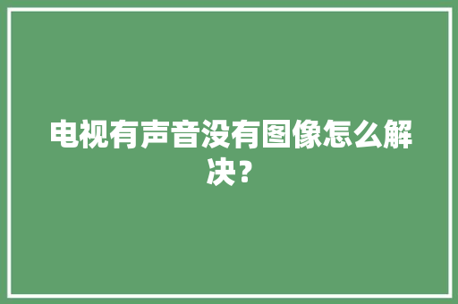 电视有声音没有图像怎么解决？