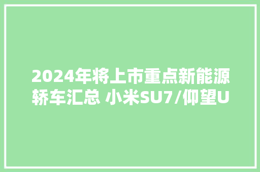 2024年将上市重点新能源轿车汇总 小米SU7/仰望U7领衔