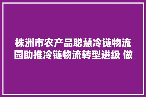 株洲市农产品聪慧冷链物流园助推冷链物流转型进级 做事区域经济高质量成长