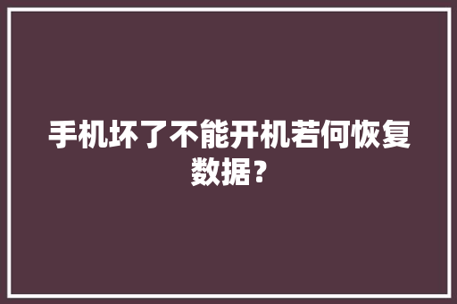 手机坏了不能开机若何恢复数据？