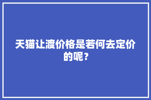 天猫让渡价格是若何去定价的呢？,店铺取名字。