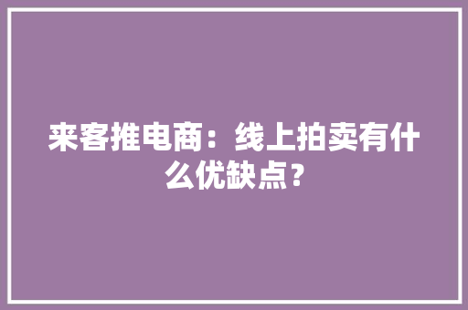 来客推电商：线上拍卖有什么优缺点？,艺术品英文。
