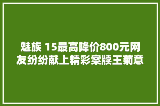 魅族 15最高降价800元网友纷纷献上精彩案牍王菊意外躺枪,可以的英语怎么说。