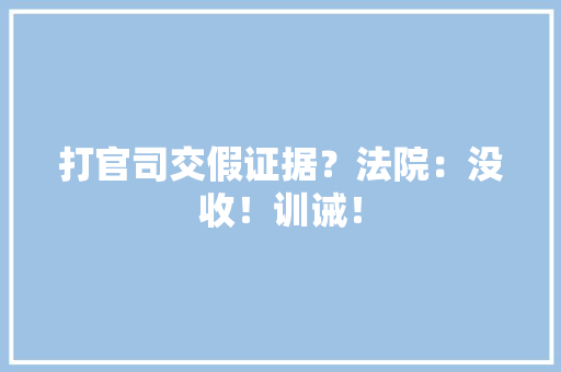打官司交假证据？法院：没收！训诫！