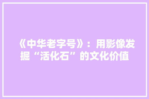 《中华老字号》：用影像发掘“活化石”的文化价值