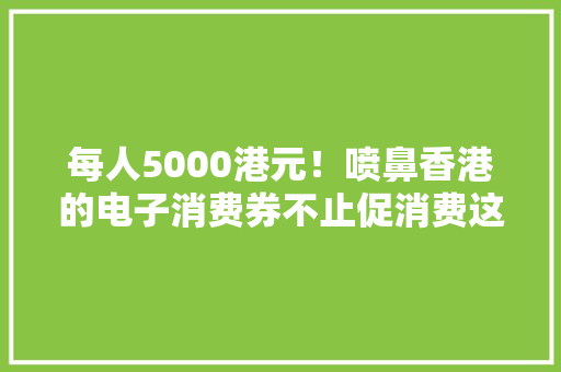 每人5000港元！喷鼻香港的电子消费券不止促消费这么简单